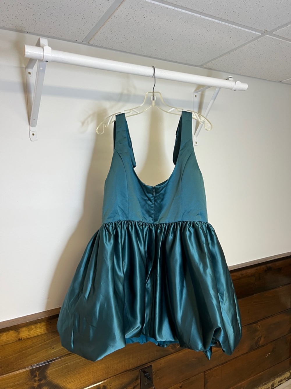 NWT JJs House Teal Satin Party Dress with Bow Straps- 18W - Picture 2 of 9